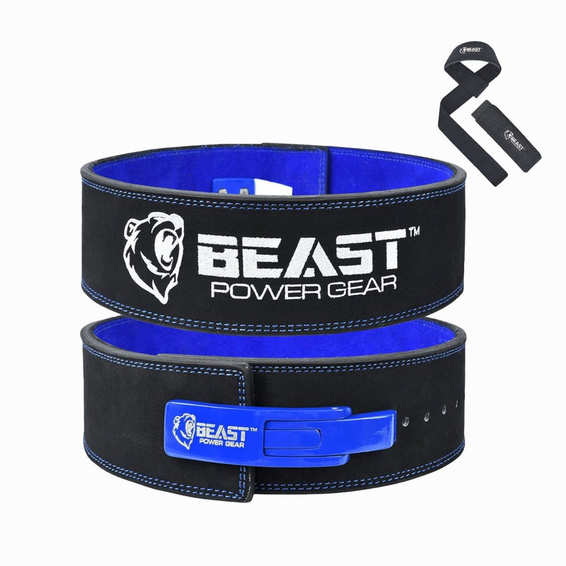 Beast Power Gear Beastpowergear Weight Lifting Belt with Lever Buckle 4" Wide,10mm Thick |Genuine Leather | Back Support. (Black/Black, Small) - Image 1